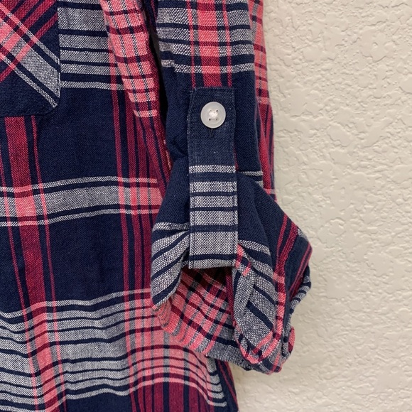 Sanctuary Linen Blend Plaid Button Up Top - Small Petite - Picture 2 of 8